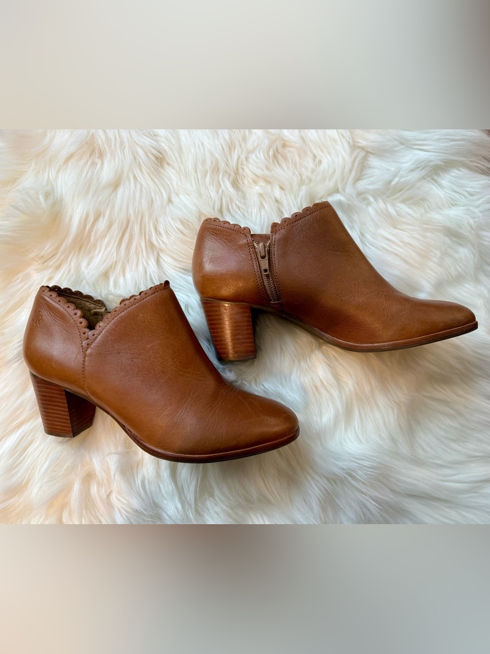 Jack Rogers Women's Brown Leather Ankle Booties with Block Heel Size 7